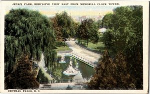 Jenks Park, Aerial View from Clock Tower, Central Falls RI Vintage Postcard L36