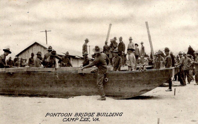 Military - Camp Lee, Virginia - Pontoon Bridge Building - c1914