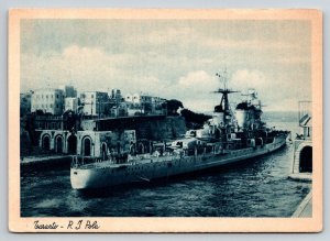 Vintage Taranto RN Pola Italian Heavy Cruiser Warship Postcard
