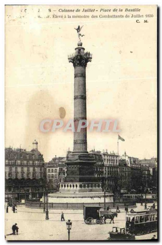 Old Postcard Place Paris July Column Bastille