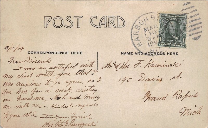 J7/ Harbor Beach Michigan RPPC Postcard c1910 High School 224