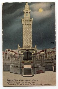 Electric Tower Band Stand White City Amusement Park Chicago Illinois postcard