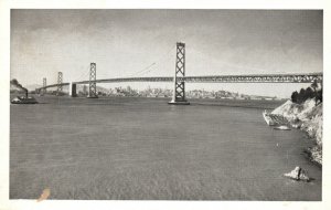 San Francisco Oakland Bay Bridge California CA Vintage Postcard