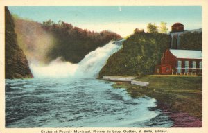 Vintage Postcard Chutes et Pouvior Municipal Riviere Loup Quebec P.Q. Canada CAN