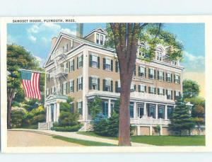 Unused Linen PATRIOTIC USA FLAG AT SAMOSET HOUSE HOTEL Plymouth MA d0708