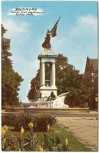 Francis Scott Key Monument, Eutaw Place, Baltimore, Maryland, Vintage Postcard