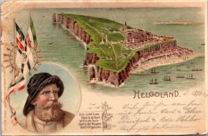 Artist Postcard Aerial View Helgoland, Schleswig-Holstein, Germany