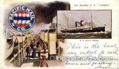 SS Korea, Pacific Mail Co. Ship 1904 crease right bottom corner, writing on f...