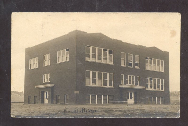RPPC ;INE BLUFF WYOMING SCHOOL BUILDING 1920 VINTAGE REAL PHOTO POSTCARD