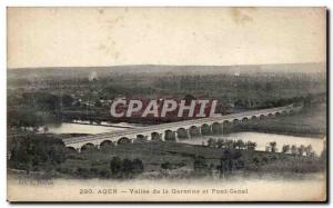 Old Postcard Agen Vallee de Garonne and the canal bridge