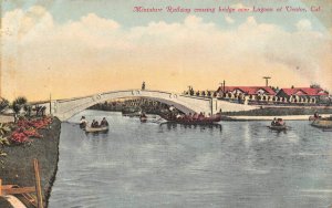 Miniature Railroad Train Crossing Lagoon Bridge Venice California 1910c postcard