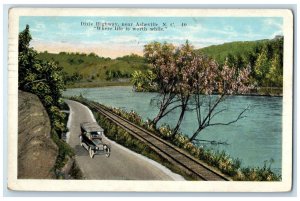 1931 Dixie Highway Lake River Road Car Railway Asheville NC Vintage Postcard