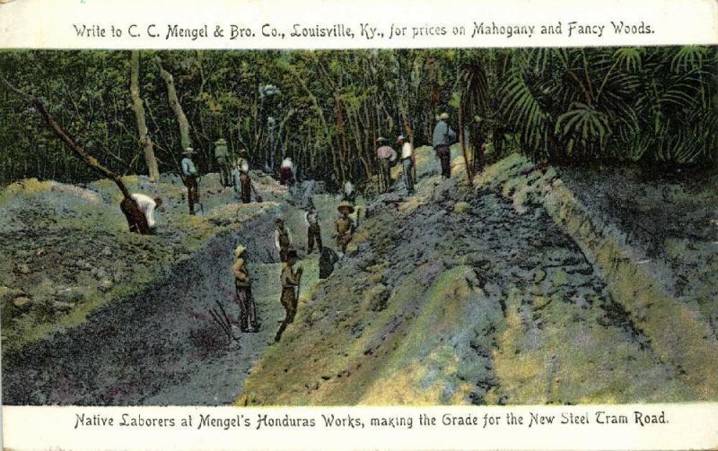 br. honduras, BELIZE, Native Laborers making Grade Mengel's Mahogany Camp (1907)