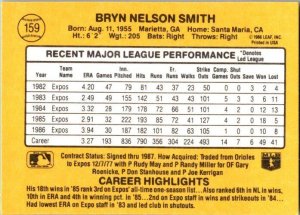 1986 Donruss Baseball Card Bryn Smith Montreal Expos sk12292