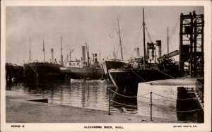 Hull Yorkshire Alexandra Dock Steamers Ships Vintage Real Photo Postcard