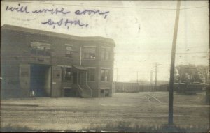 Elizabeth NJ Trolley Station 1908 Used Real Photo Postcard