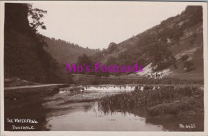 Derbyshire Postcard - Dovedale, The Waterfall, Real Photo. Unused RS39564