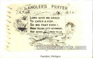 Frankfort, Michigan, USA The Anglers Prayer Fishing writing on back writing o...