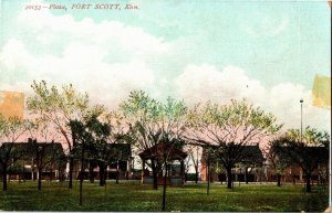 View of the Plaza at Fort Scott KS Vintage Postcard C12