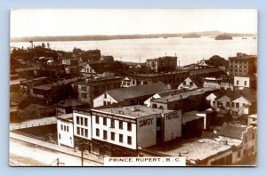 RPPC Birds Eye View Savoy Hotel Prince Rupert BC  Canada Postcard N14