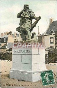 Postcard Old St Malo Jacques Cartier Statue