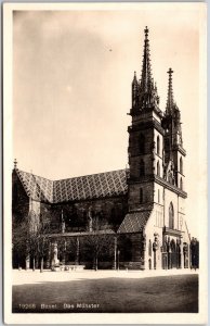 Basel Das Munster Cathedral Switzerland Religious Building Real Photo Postcard