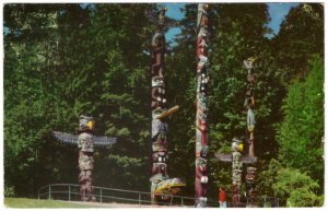 Totem Poles, Stanley Park, Vancouver BC, 1960 Postcard, G-105 Slogan Cancel