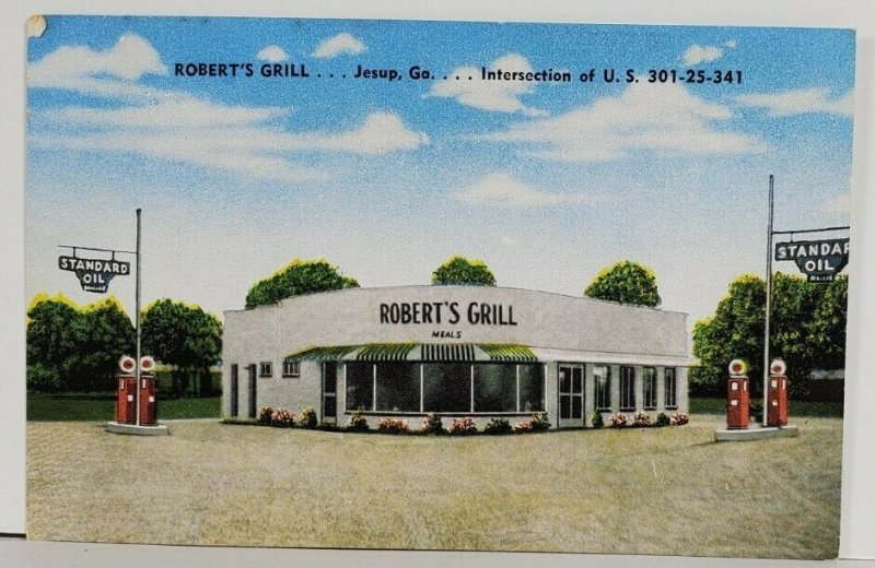 Jesup Georgia ROBERT'S GRILL U.S. 301 STANDARD OIL Postcard Q16