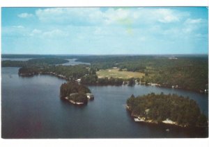 Islands On Lake Muskoka, Ontario, Canada, Vintage Chrome Aerial View Postcard