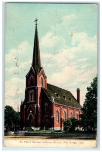 1908 St. Paul's German Lutheran Church Fort Dodge Iowa IA Antique Postcard