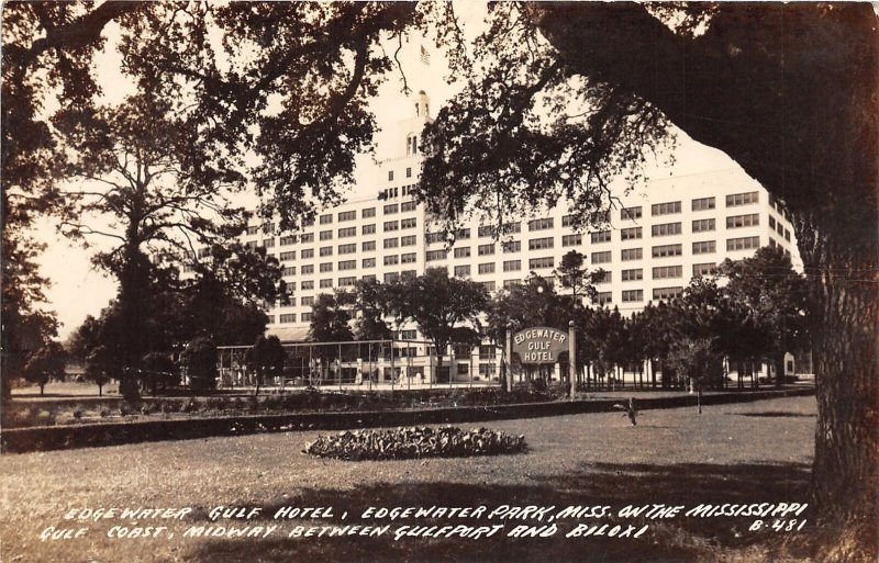 J57/ Gulfport Biloxi Mississippi RPPC Postcard c1940s Edgewater Gulf Hotel 48