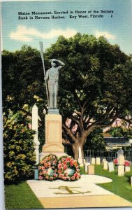 Maine Monument Erected in Honor of Sailors Sunk in Havana Key West FL Postcard
