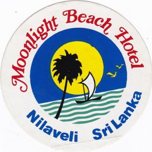 Sri Lanka Nilaveli Moonlight Beach Hotel Vintage Luggage Label sk3408