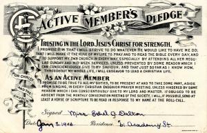 Christian Faith - Active Member's Pledge, 1906