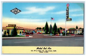 c1950's Motel Ber Air Cars Roadside Fresno California CA Vintage Postcard 