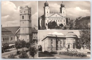 Vintage 1960s Debrecen Hungary Multi-View Photo Postcard with Olympic Stamp