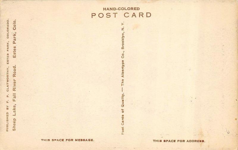 ESTES PARK, Colorado  SHEEP LAKE-FALL RIVER ROAD  Handcolored  c1910's  Postcard