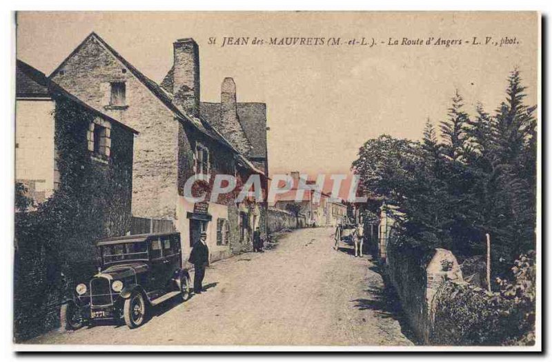 Saint Jean des Mauvrets The road d & # 39Angers Car Animation Old Postcard