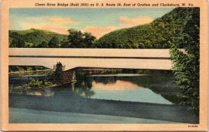 postcard WV - Cheat River Bridge on US Route 50 East of Grafton and Clarksburg