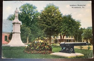 Vintage Postcard 1918 (Civil War) Soldiers Memorial, Tribou Park, Woodstock, VT