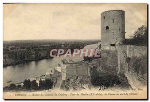 Old Postcard Ruins of Chateau du Coudray The Vienna downstream from Chinon