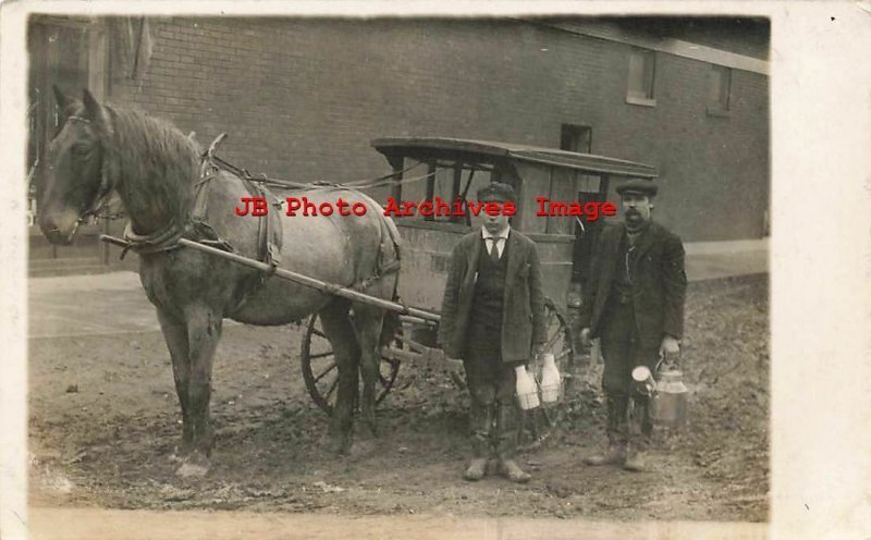 IL, Chicago Heights, RPPC, Dairy Horse Drawn Advertising Wagon