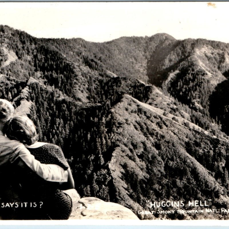 c1910s Great Smoky Mountain, TN RPPC Huggins Hell Romance Edited Real Photo A131