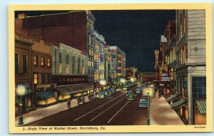 Harrisburg PA Market Street Night Woolworth Youth Center Vintage Postcard E27