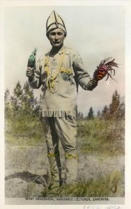 Hand Colored RPPC Postcard Patsy Henderson Inimitable Lecturer Carcross Canada