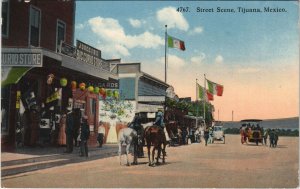 PC MEXICO, TIJUANA, STREET SCENE, Vintage Postcard (B42181)