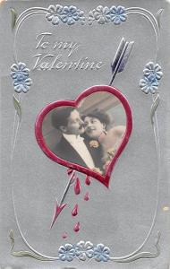 VALENTINE'S DAY Love Holiday RPPC Real Photo COUPLE HEART Postcard Germany 368