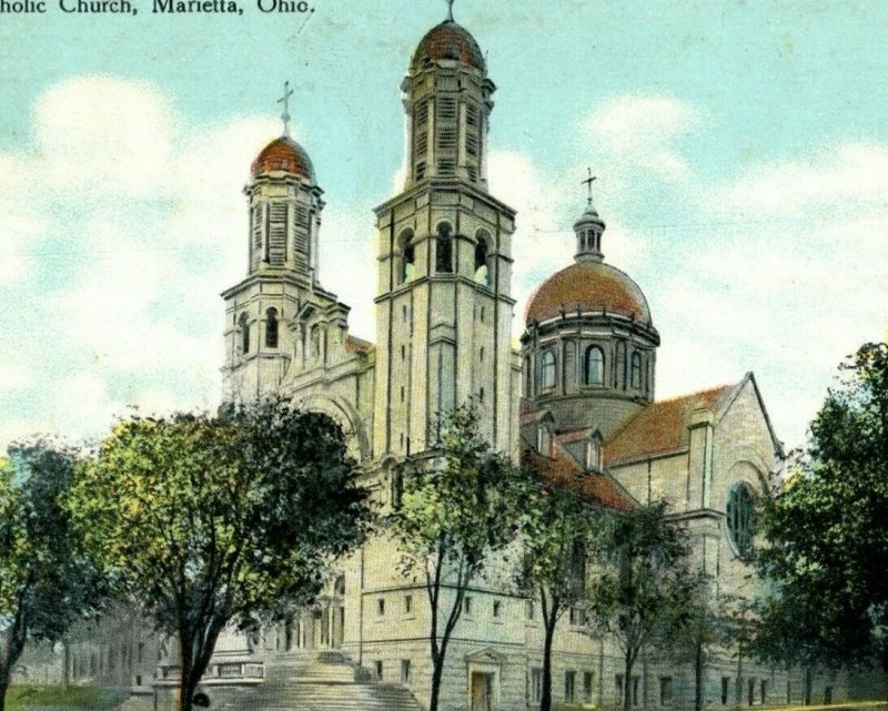 Circa 1905-10 St. Mary Catholic Church, Marietta, Ohio Vintage Postcard P5