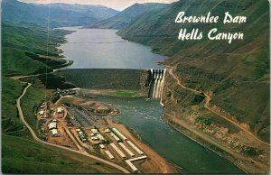 Vtg 1960s Brownlee Dam Snake River Hells Canyon Idaho ID Chrome Postcard