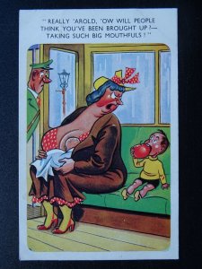 Comic Breast Feeding Theme SUCH BIG MOUTHFULS c1950s Postcard by Jester 